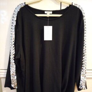Como Blu PLUS Women's Embellished Sleeve Twist Front Top SIZE 3X